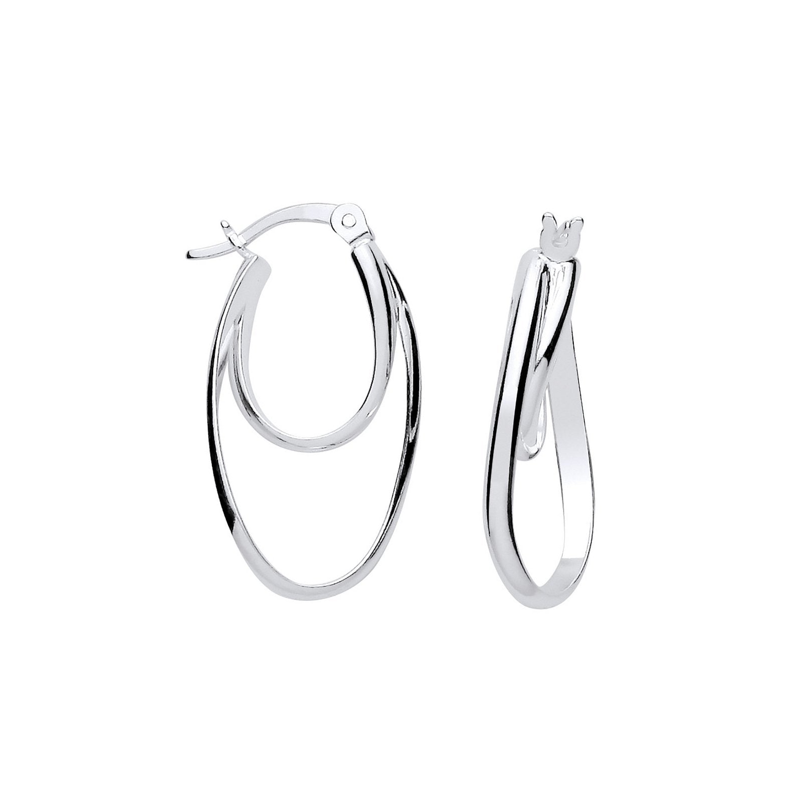 Silver Oval Hoop Earrings - Fine Ring - Certified Authentic - Swiss Made - UK Stock – Luxury Jewellery by Imperial Tim